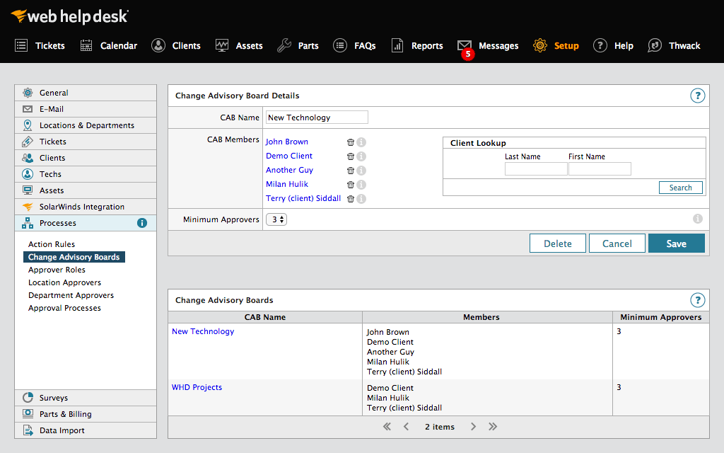 screenshot of Web Help Desk